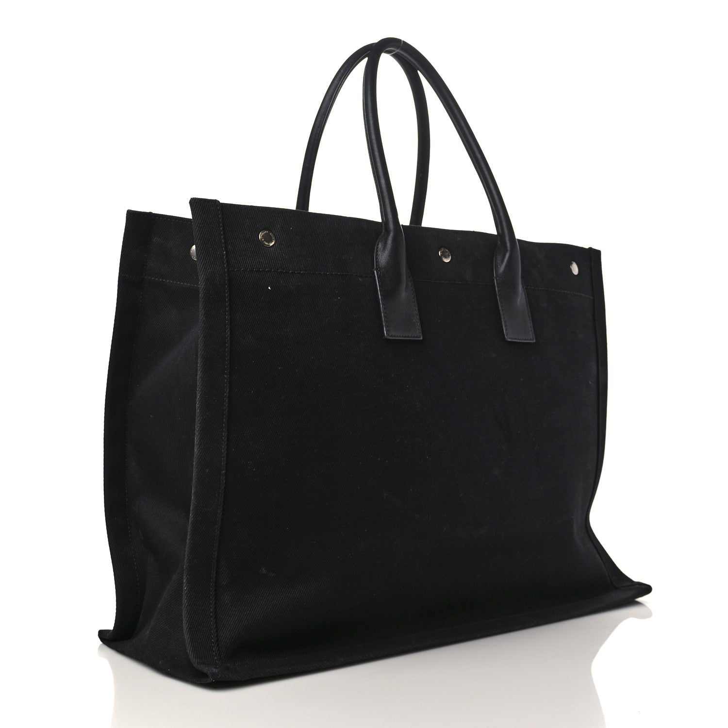 Saint Laurent Linen Calfskin Rive Gauche Tote Black 2 of 7