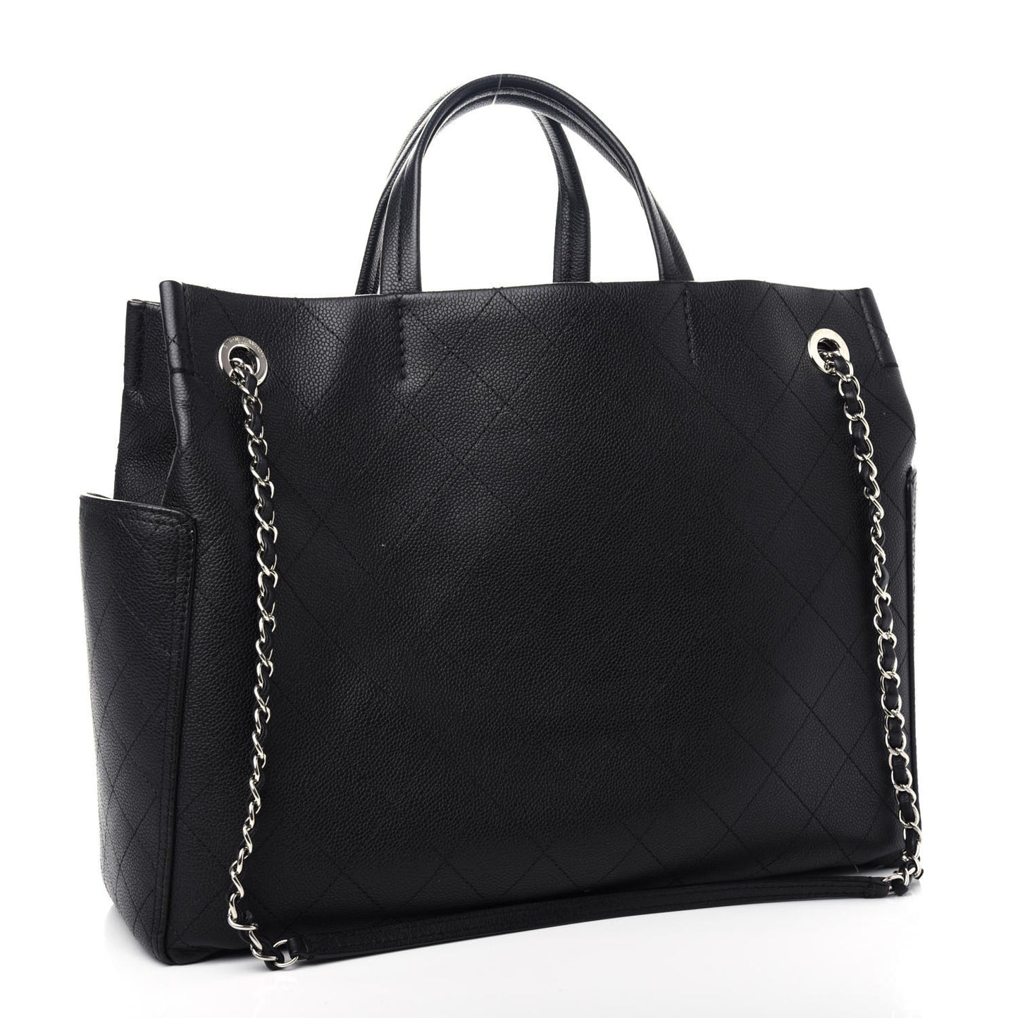 Grained Calfskin CC Pocket Tote Black