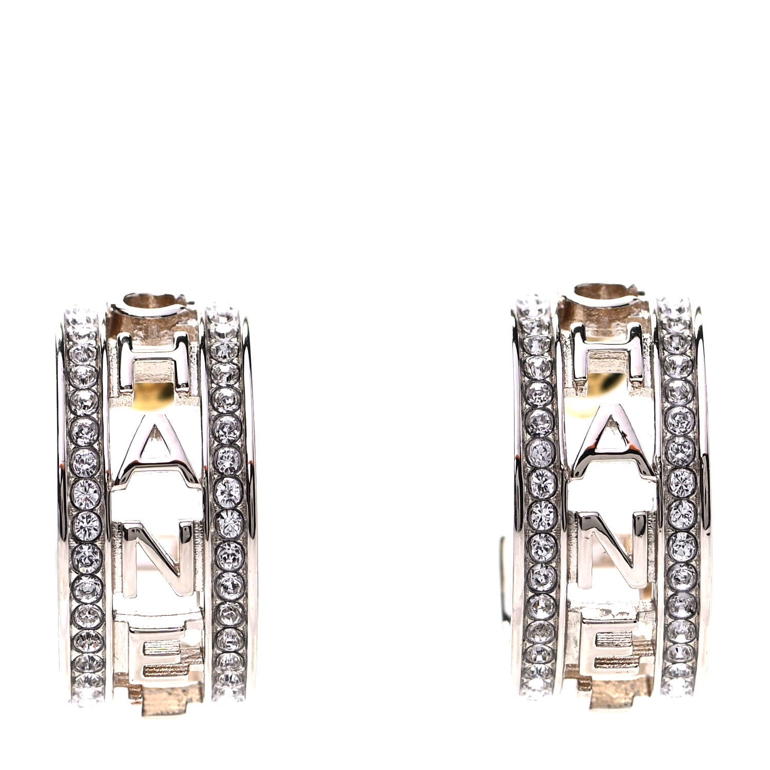 Chanel Metal Crystal Bow-tiful CC Hoop Earrings Gold 1 of 4