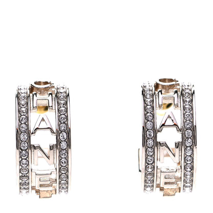 Chanel Metal Crystal Bow-tiful CC Hoop Earrings Gold 1 of 4