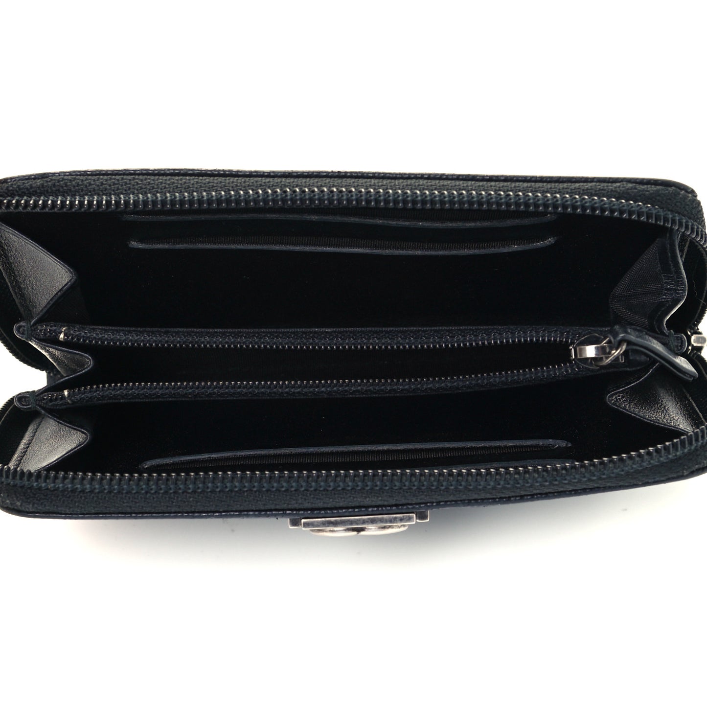 Caviar Quilted Small Boy Zip Around Wallet Black