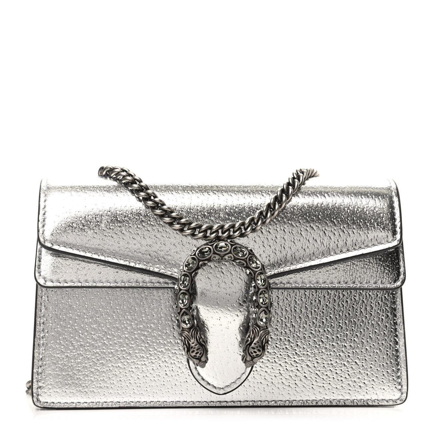 Metallic Calfskin Super Mini Dionysus Shoulder Bag Silver