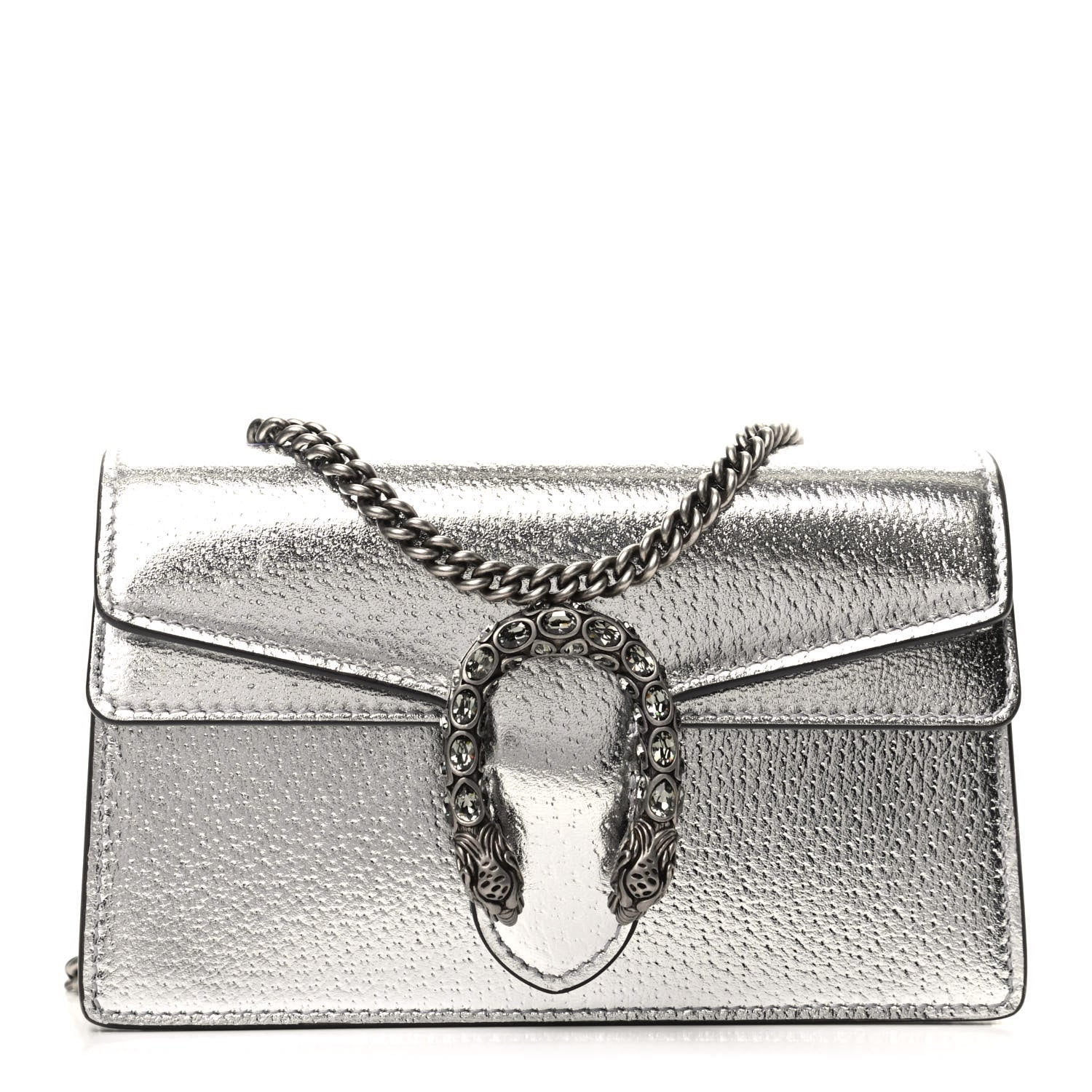 Gucci Metallic Calfskin Super Mini Dionysus Shoulder Bag Silver 1 of 8