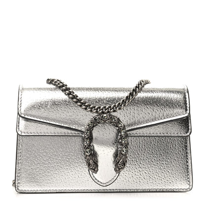 Gucci Metallic Calfskin Super Mini Dionysus Shoulder Bag Silver 1 of 8