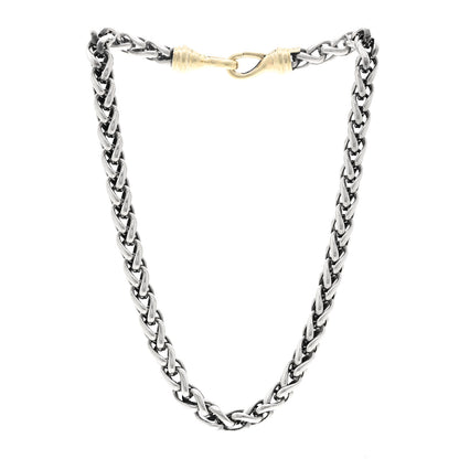 David Yurman Sterling Silver 14K Yellow Gold 8mm Wheat Chain Necklace 3 of 4