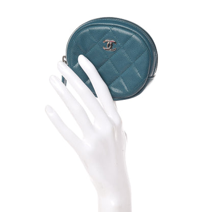 Chanel Caviar Quilted Zip Around Classic Coin Purse Dark Turquoise 2 of 8