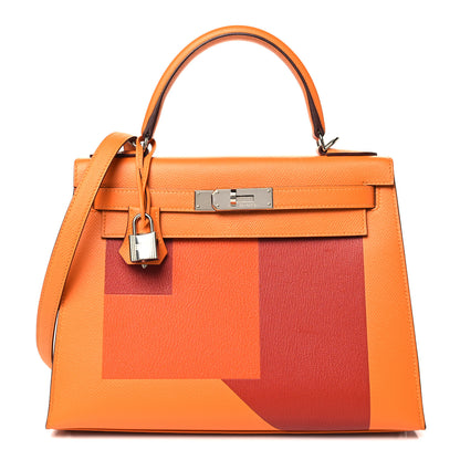 Hermes Epsom Chevre Mysore Kellygraphie Lettre R Kelly Sellier 28 Abricot Brique Feu 1 of 11
