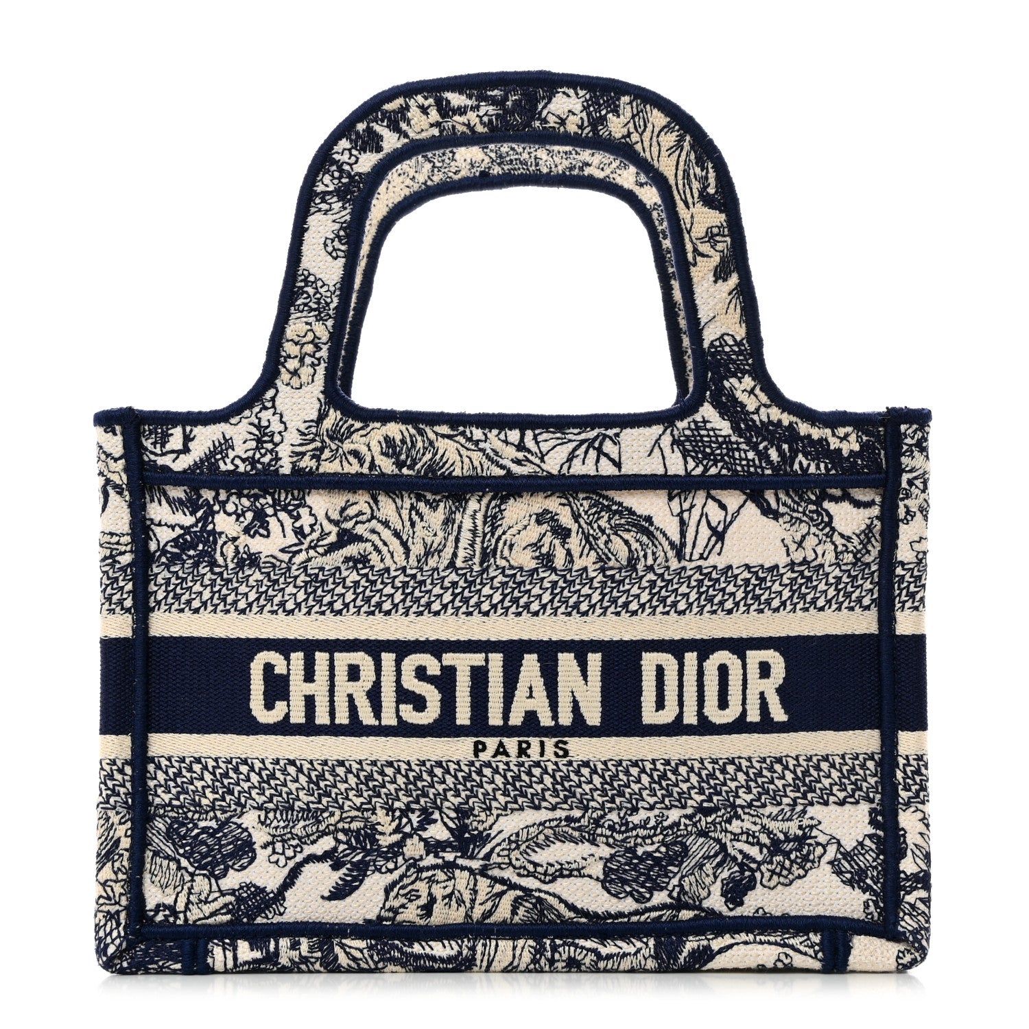 Christian Dior Canvas Embroidered Mini Toile De Jouy Book Tote Blue 1 of 10