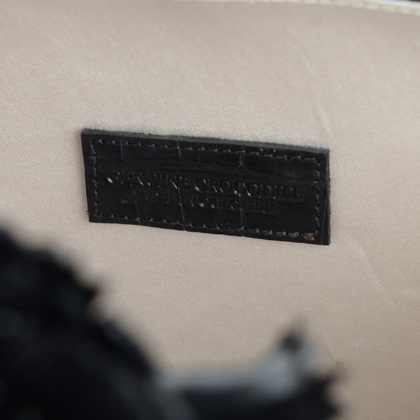 Crocodile Floral Applique Minaudiere Clutch Black