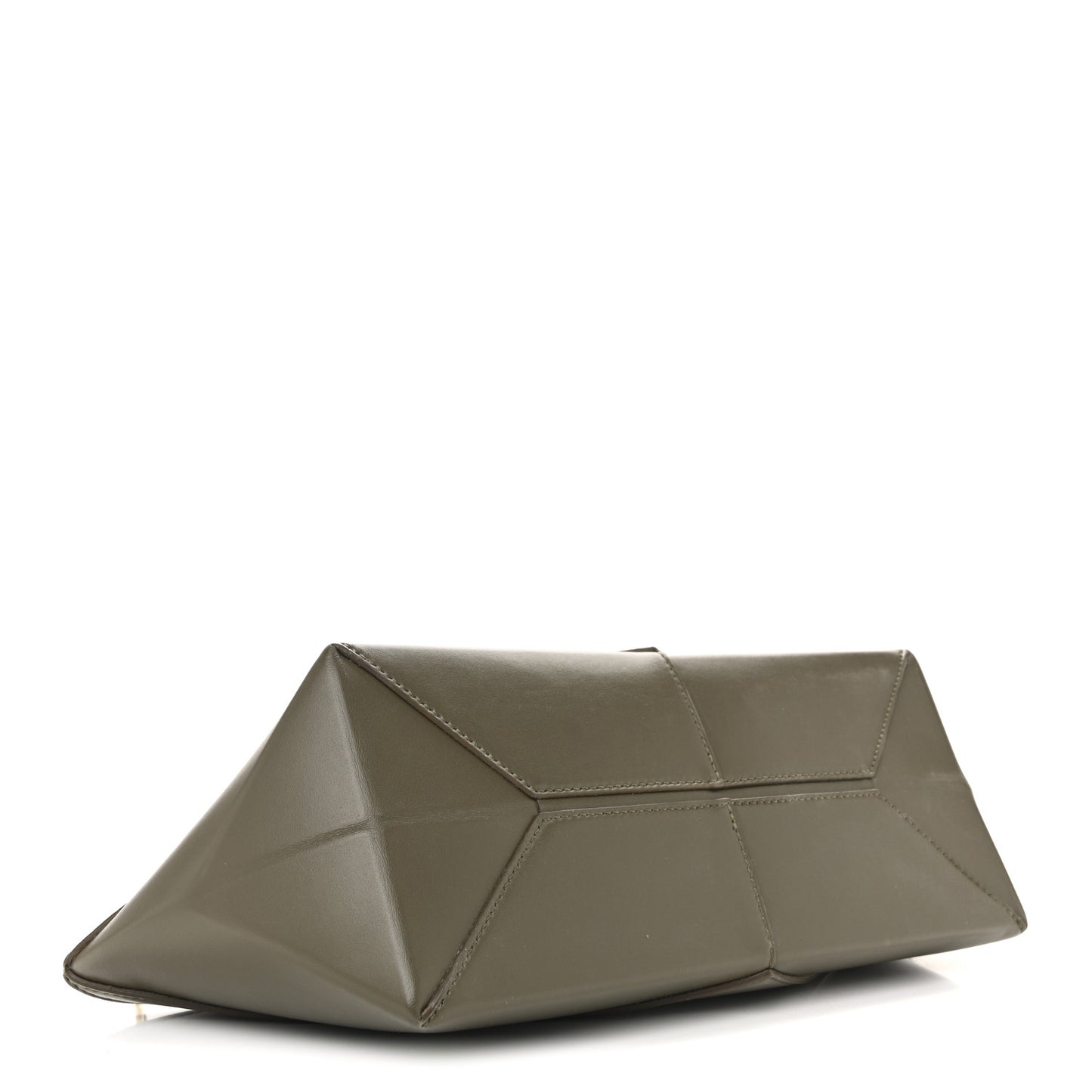 Shiny Calfskin Mini Cropped Puzzle Fold Tote Dark Khaki Green