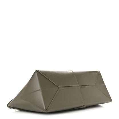 Loewe Shiny Calfskin Mini Cropped Puzzle Fold Tote Dark Khaki Green 4 of 13