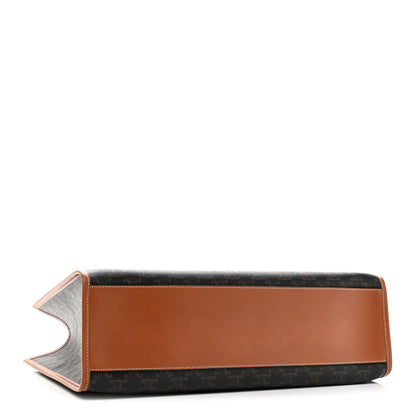 Celine Triomphe Canvas Calfskin Horizontal Cabas Tan 4 of 9
