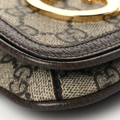 Gucci GG Supreme Monogram Textured Dollar Calfskin Blondie Card Case Wallet with Strap Beige Ebony New Acero 8 of 10