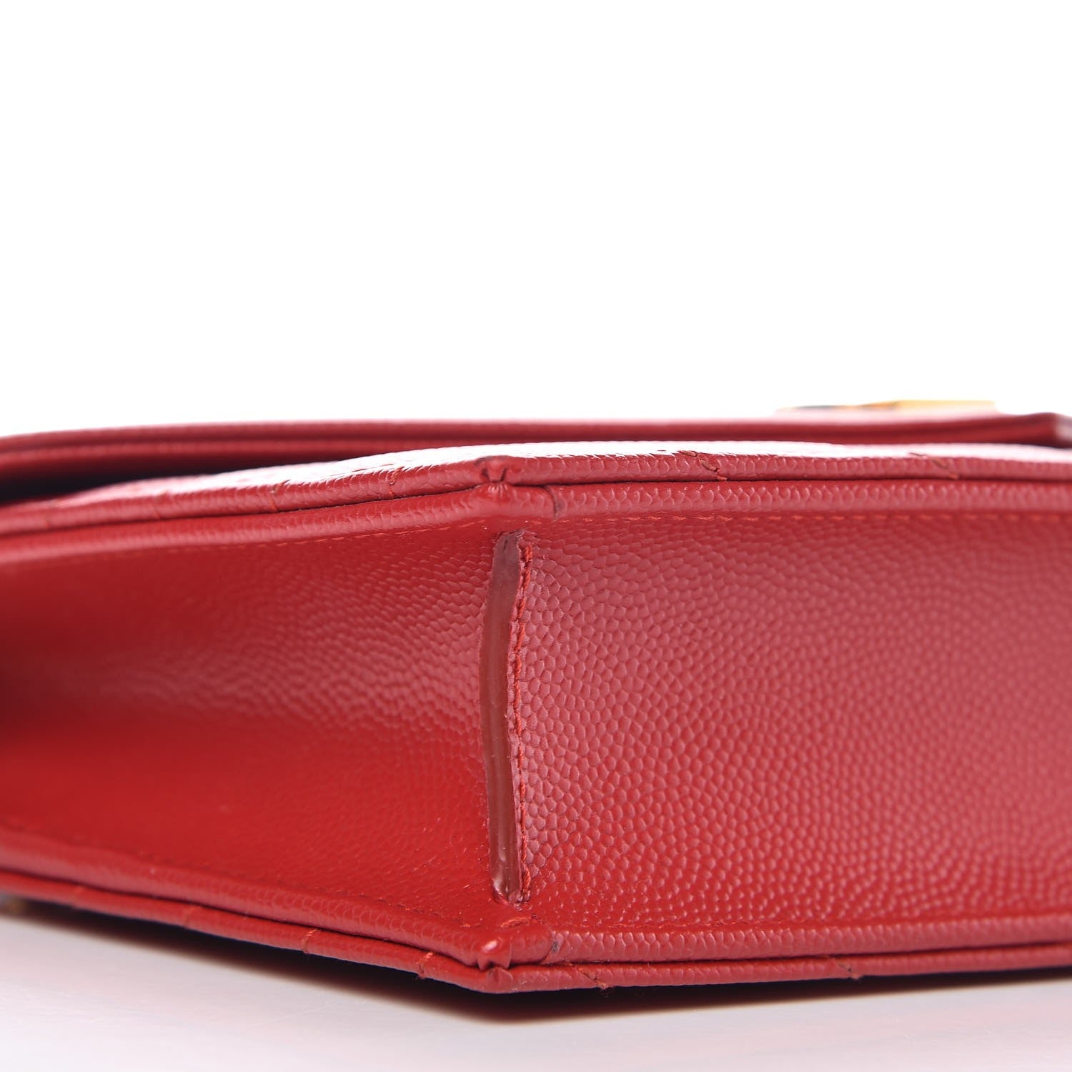 Saint Laurent Grain De Poudre Matelasse Chevron Monogram Envelope Chain Wallet New Red 9 of 9