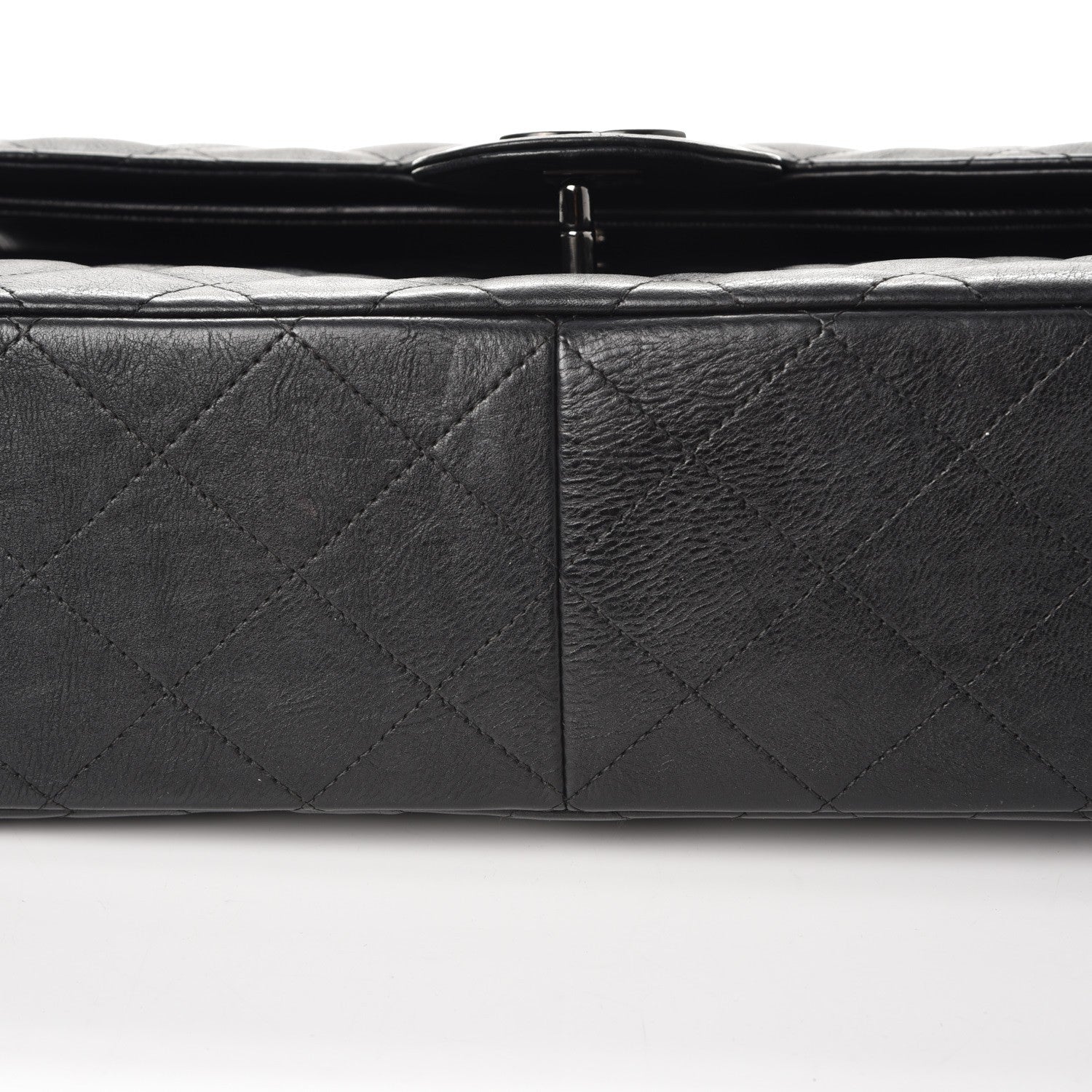 Chanel Crumpled Calfskin Quilted Jumbo Double Flap So Black 9 of 11