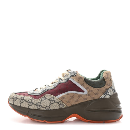 Gucci GG Supreme Monogram Mix Monogram Womens Rhyton Sneakers 39.5 Bordeaux Beige Ebony 1 of 8