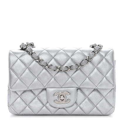 Chanel Metallic Lambskin Quilted Mini Rectangular Flap Silver 1 of 10