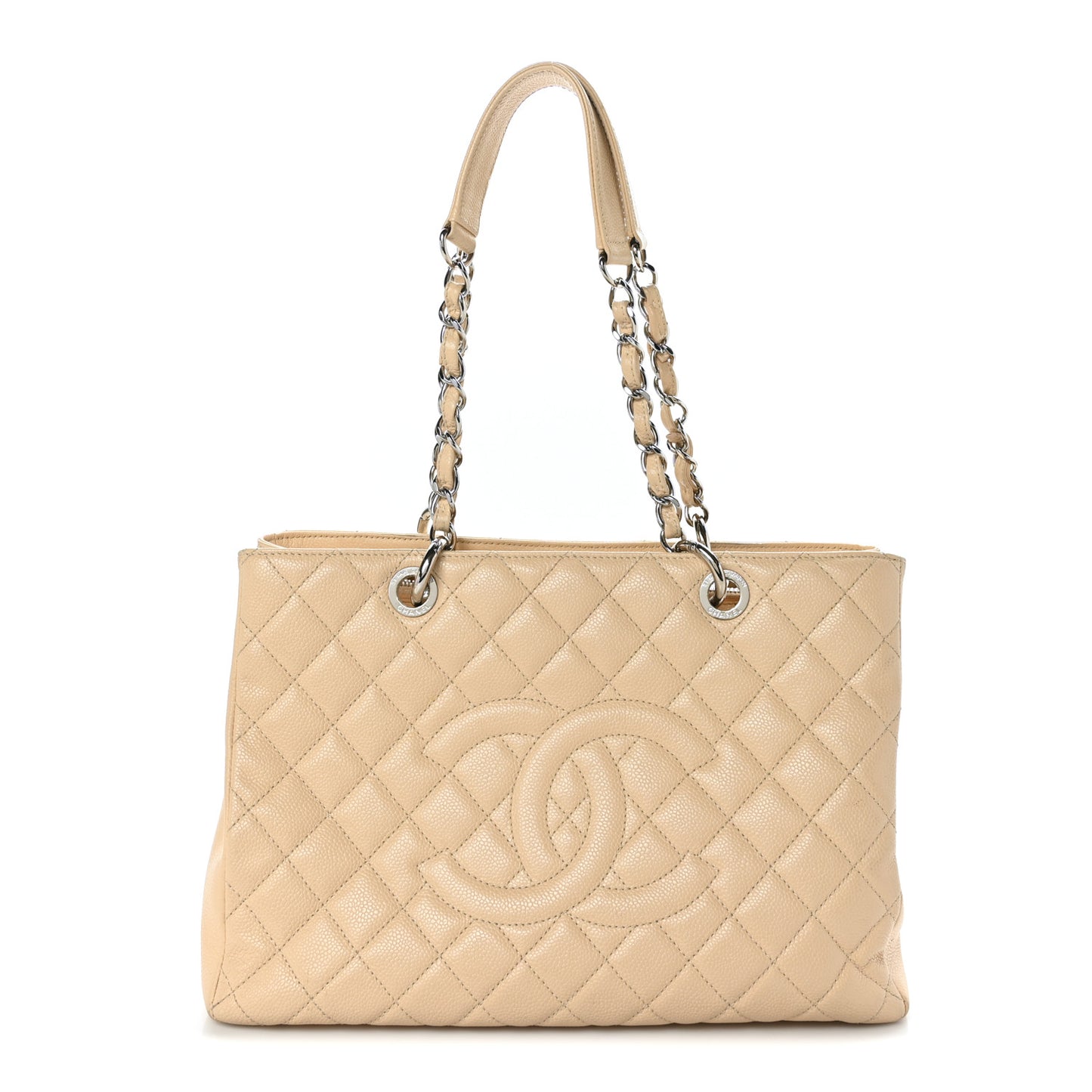 Caviar Quilted Grand Shopping Tote GST Beige Clair
