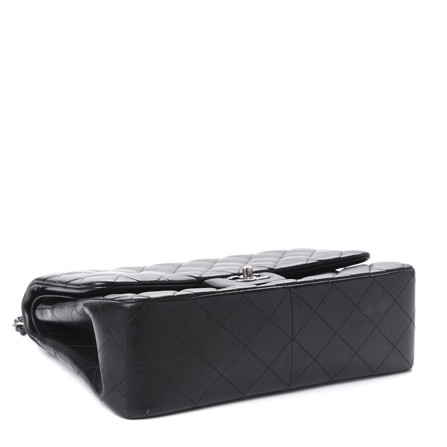 Lambskin Quilted Jumbo Double Flap Black