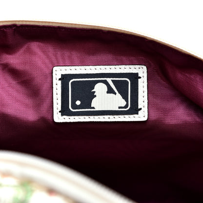 Gucci X MLB Satin Floral Print NY Yankees Patch Convertible Belt Bag Ivory Green 10 of 11