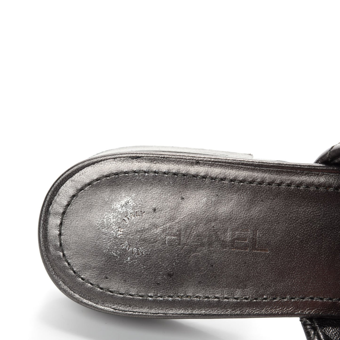 Calfskin Quilted CC Chain Mules 35 Silver