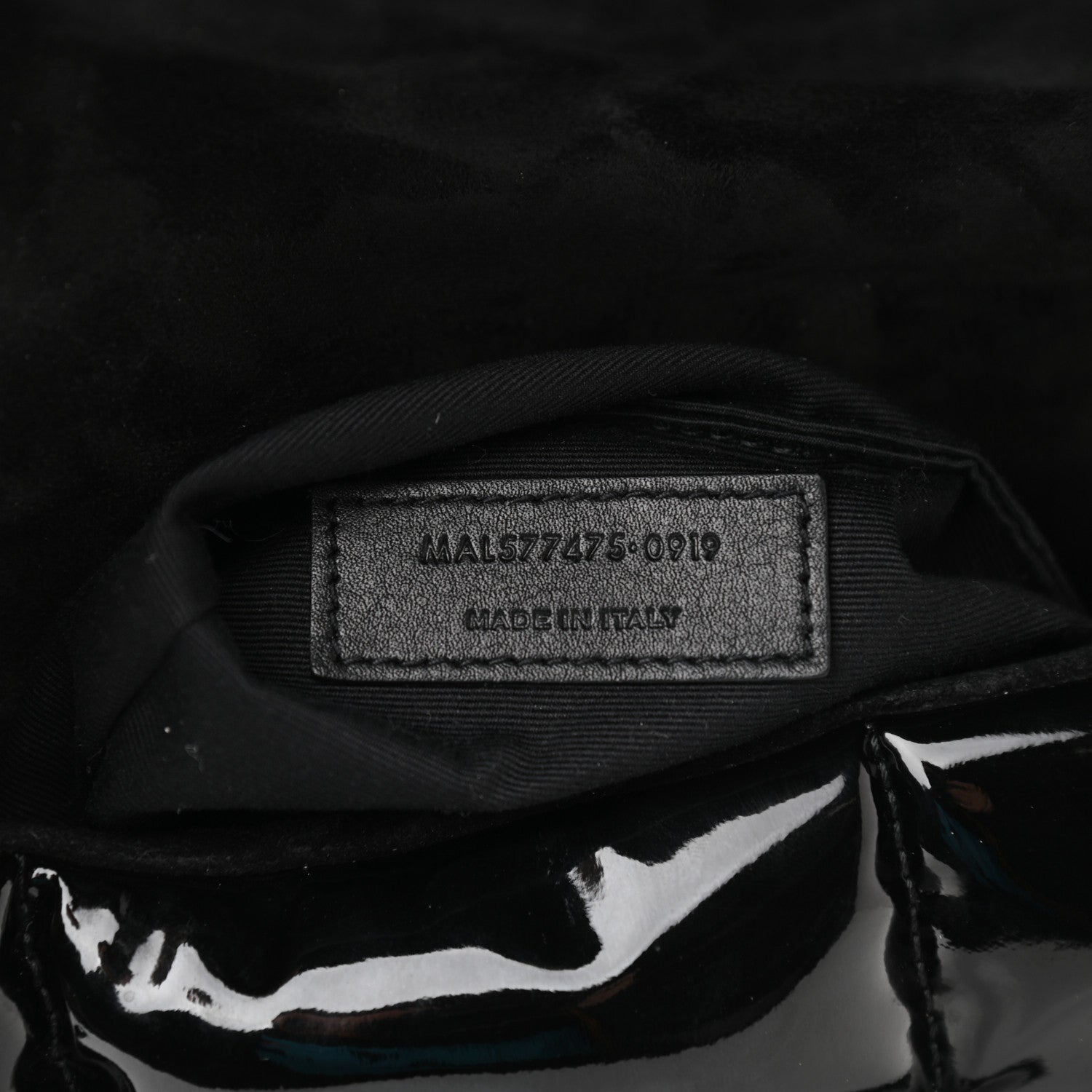 Saint Laurent Patent Lambskin Quilted Medium Loulou Puffer Monogram Chain Satchel Black 6 of 9