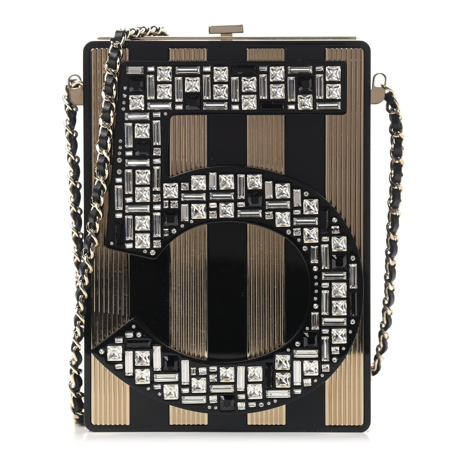 Chanel Plexiglass Strass N°5 Minaudière Black Gold 1 of 8