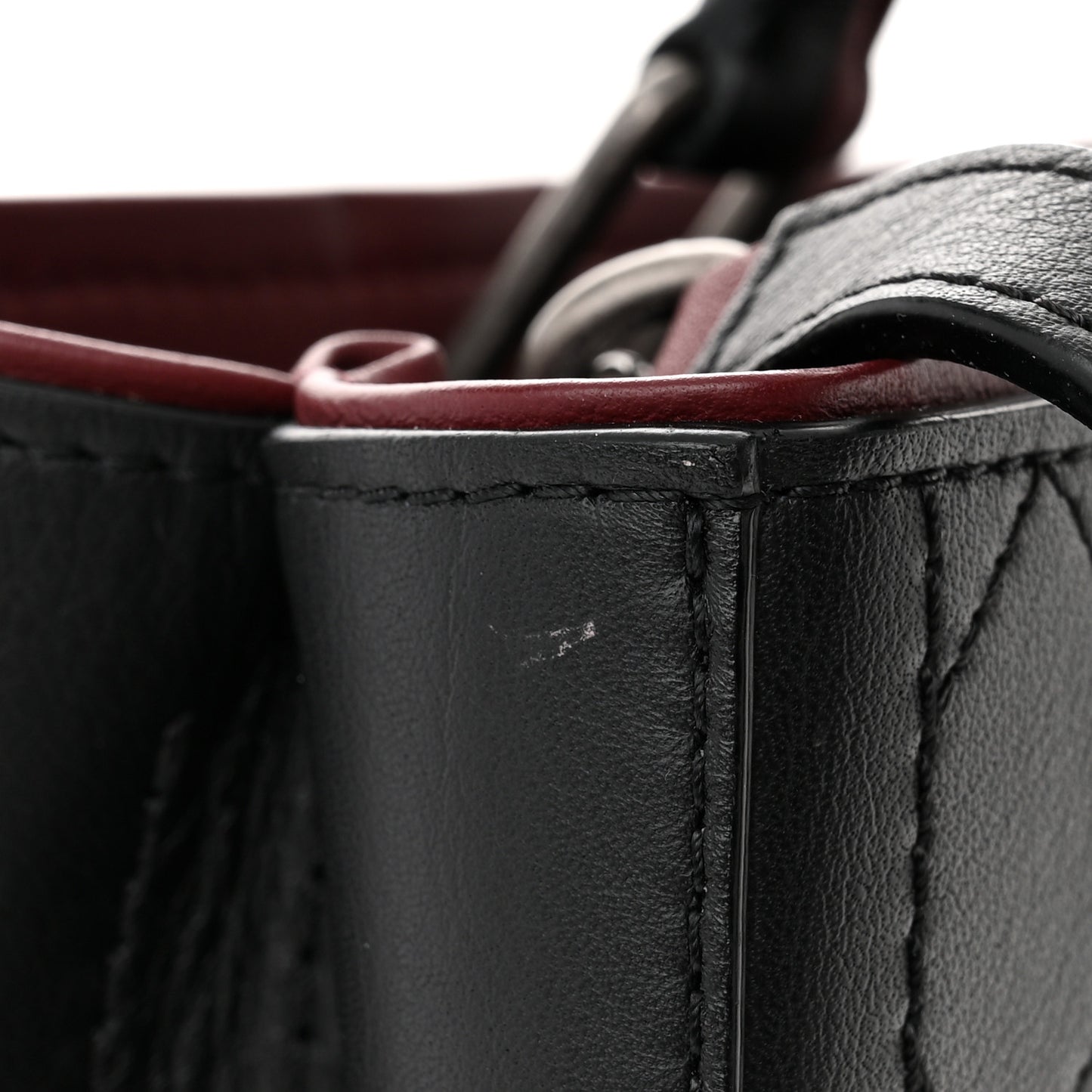 Bullskin Stitched Bi-Color Medium Shopping Tote Black
