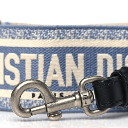 Christian Dior Canvas Embroidered Shoulder Strap Light Blue 2 of 5