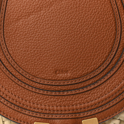 Chloe Raffia Small Grain Calfskin Small Marcie Basket Crossbody Tan 7 of 9