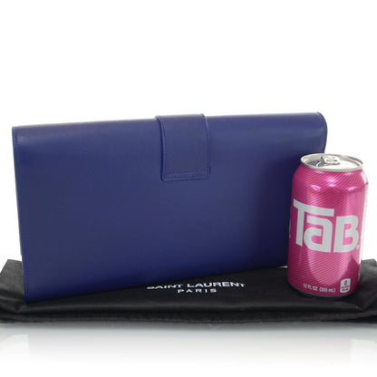 Saint Laurent Leather Chyc Clutch Blue 2 of 8