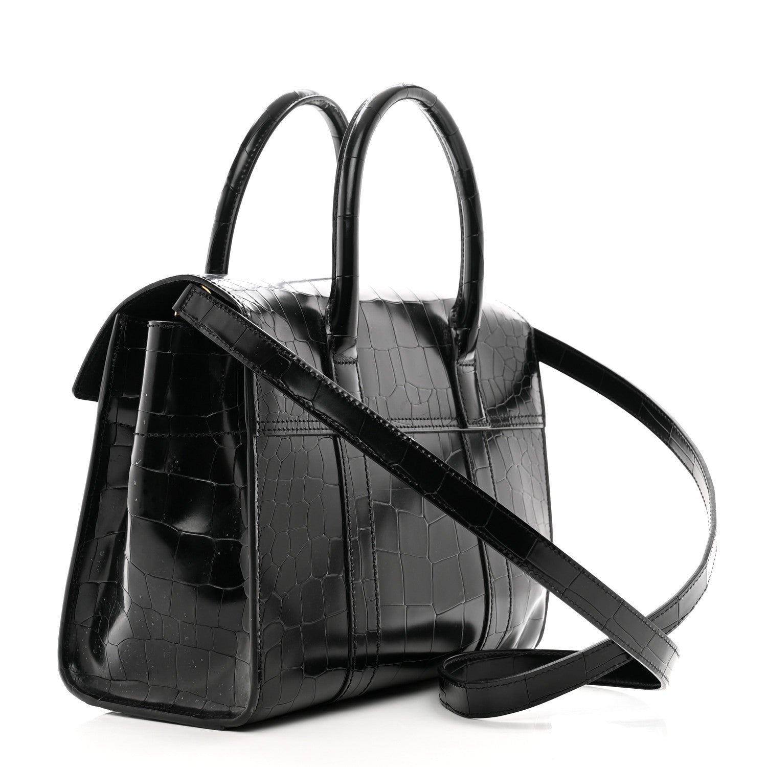 Mulberry Crocodile Embossed Calfskin Bayswater Black 3 of 13