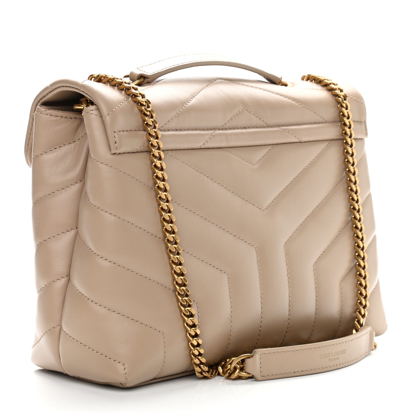 Calfskin Y Quilted Monogram Small Loulou Chain Satchel Dark Beige