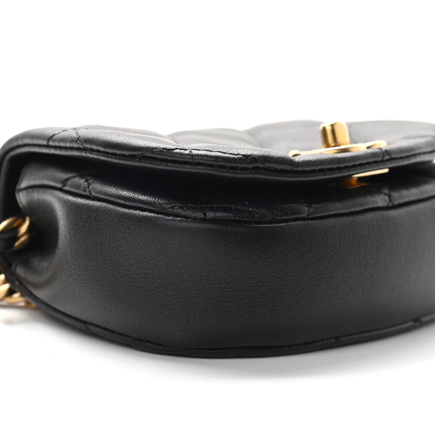 Calfskin Quilted Mini Coco Mail Clutch with Chain Black