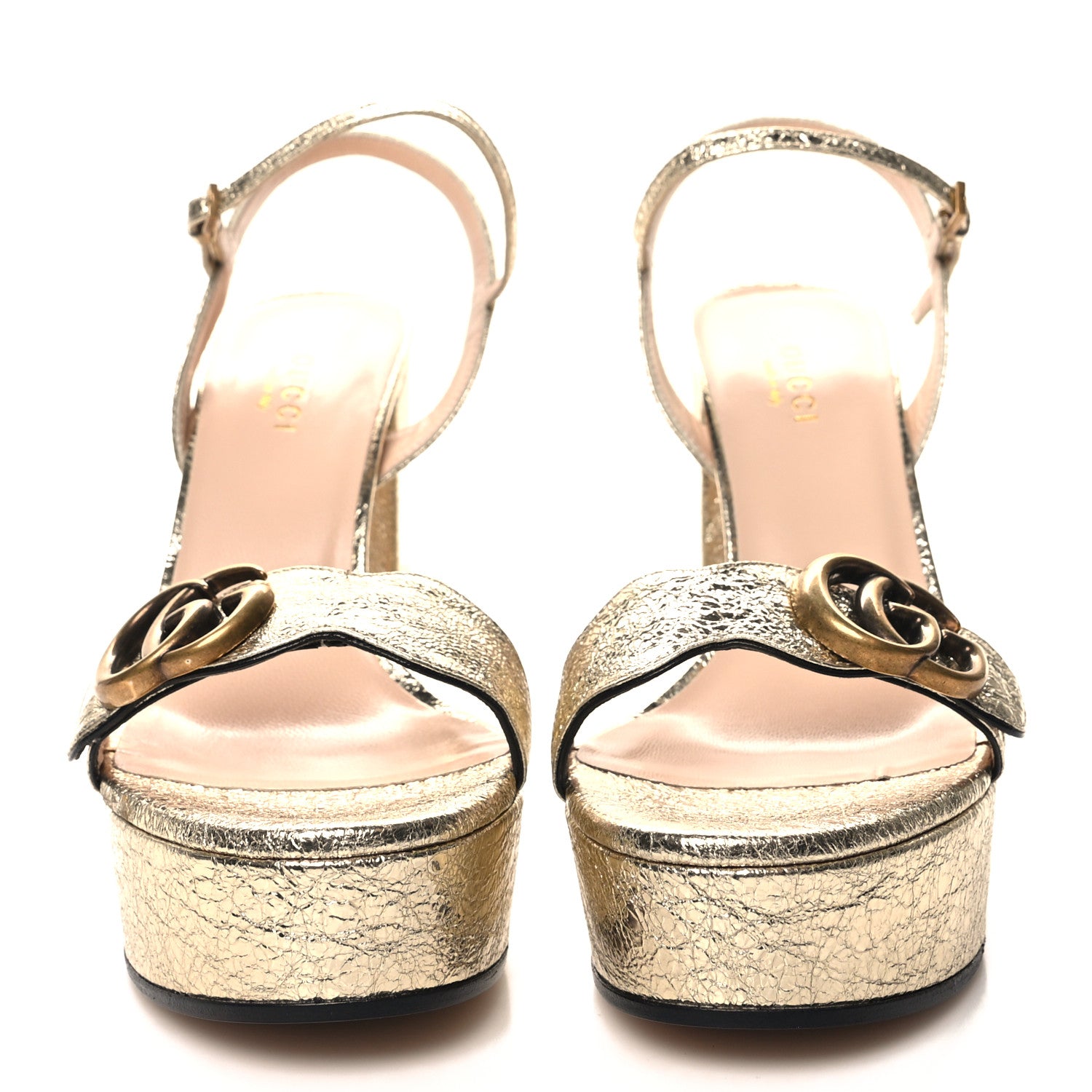 Gucci Galassia GG Marmont Ankle Wrap 30/115mm Platform Sandals 36 Platino 2 of 8