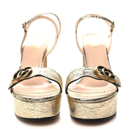 Gucci Galassia GG Marmont Ankle Wrap 30/115mm Platform Sandals 36 Platino 2 of 8