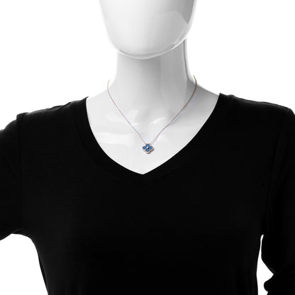 Van Cleef & Arpels 18K Yellow Gold Diamond Celestial Blue Sevres Porcelain Vintage Alhambra Pendant Necklace 2 of 6