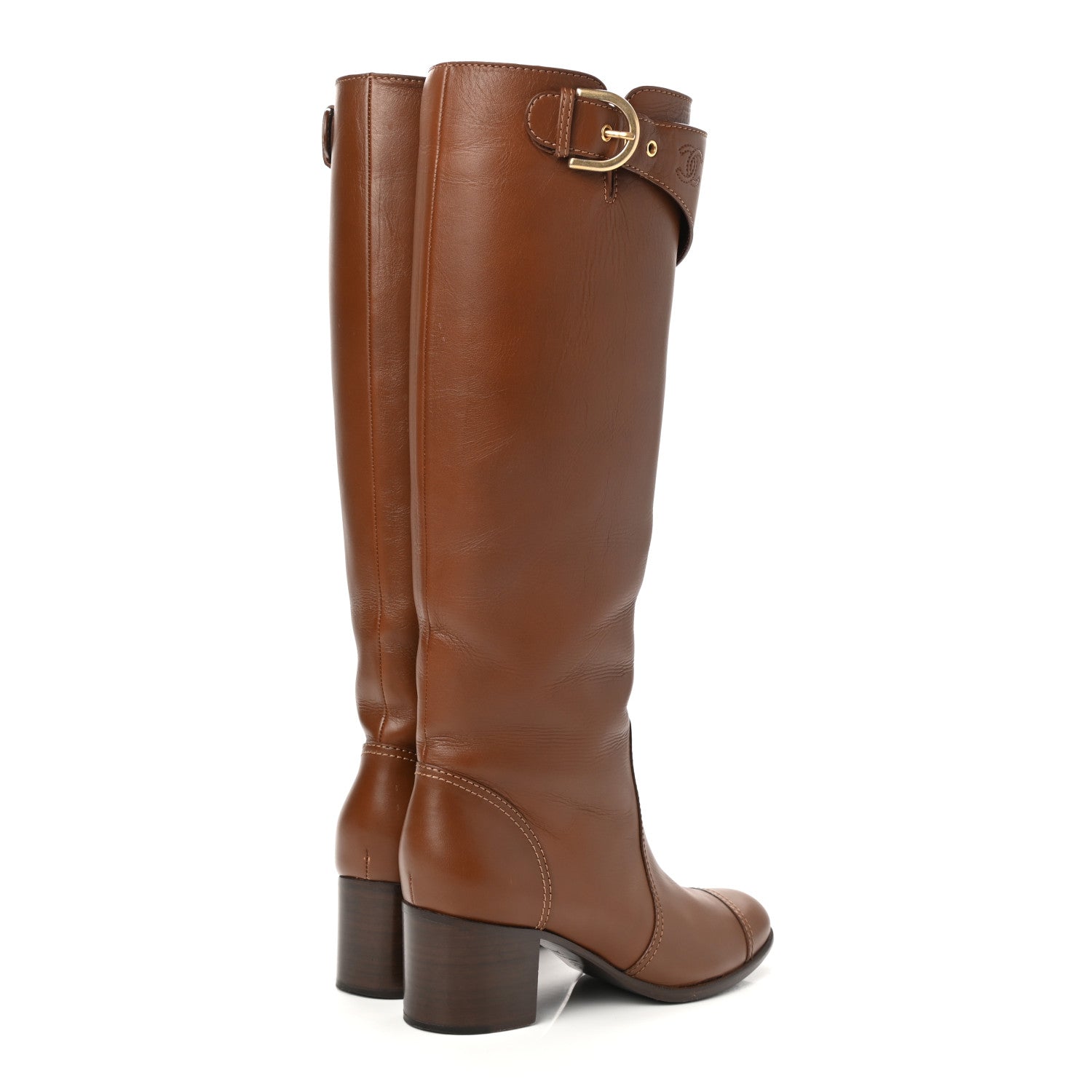 Chanel Calfskin High Boots 37.5 Brown 4 of 7