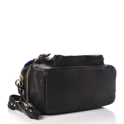 MCM Lambskin Fox Fur Medium Stark Insignia Backpack Black 4 of 9