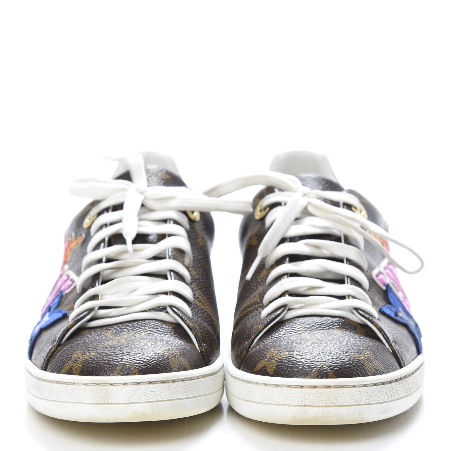 Calfskin Monogram LV Black Heart Sneakers 38.5 Cacao