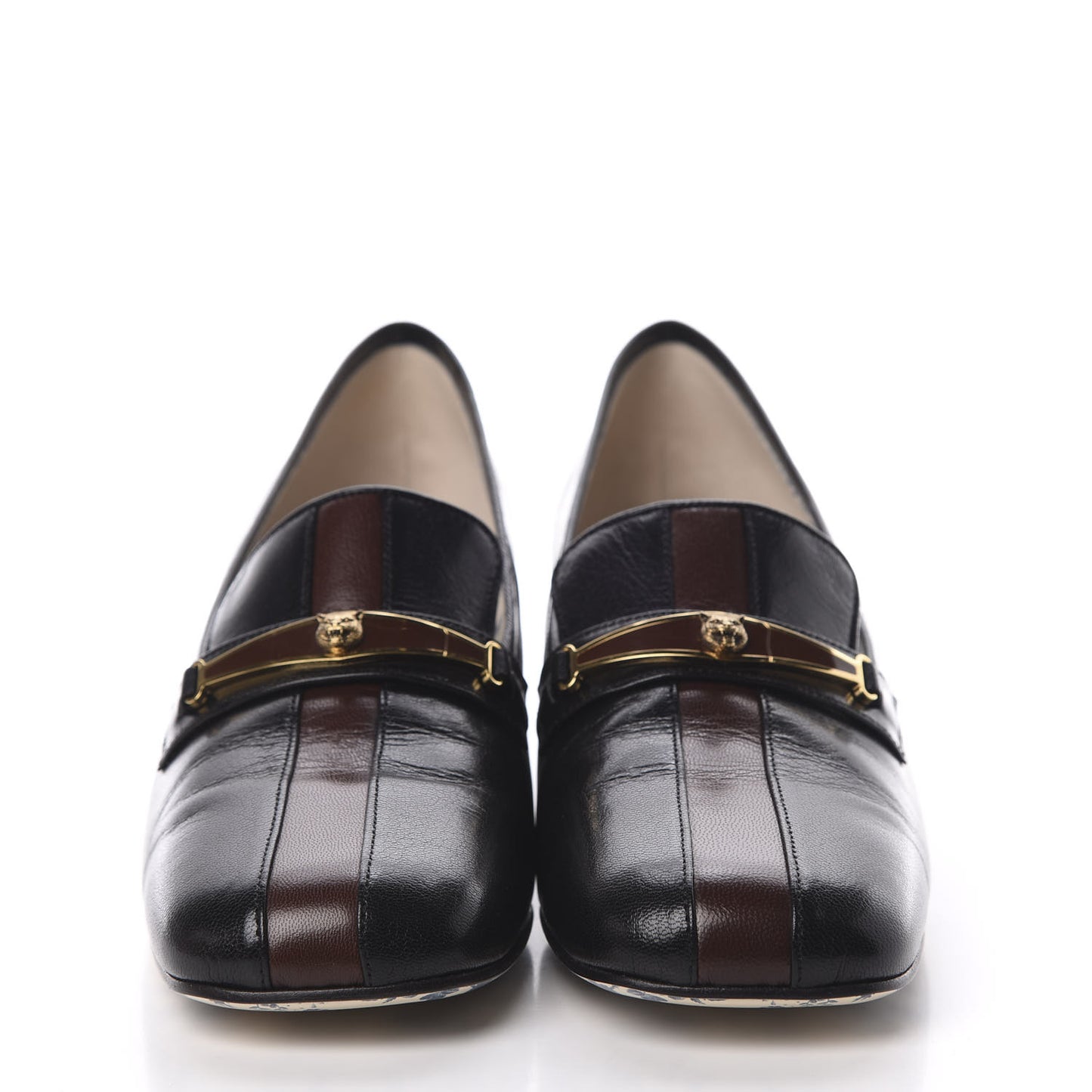 Goatskin Feline Ginger Loafer Pumps 40.5 Black Light Brown