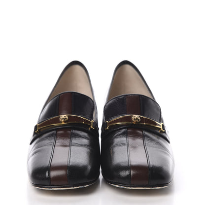 Gucci Goatskin Feline Ginger Loafer Pumps 40.5 Black Light Brown 2 of 8