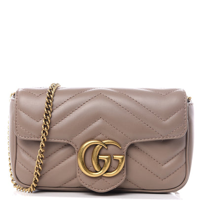 Gucci Calfskin Matelasse Super Mini GG Marmont Shoulder Bag Porcelain Rose 1 of 8
