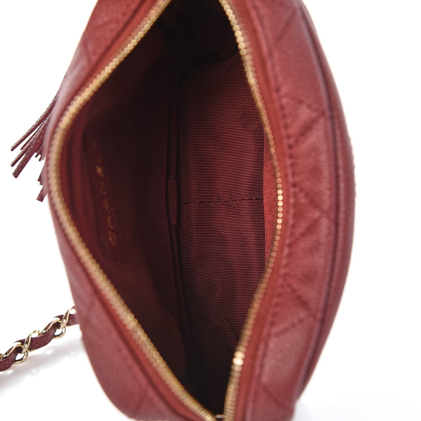 Caviar Quilted Coco Tassel Camera Case Burgundy