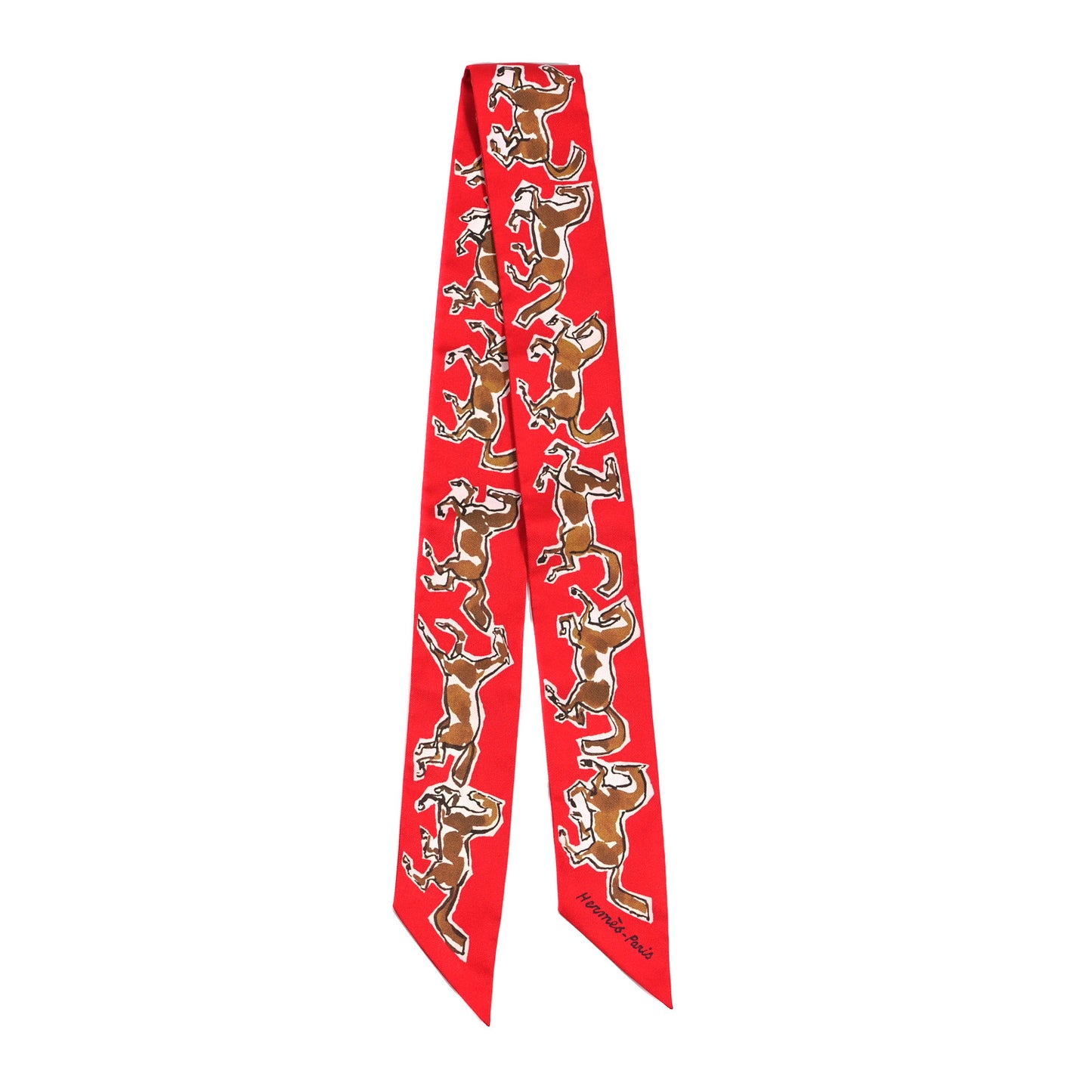 Silk Chevaux En Liberte Twilly Rouge Caramel White