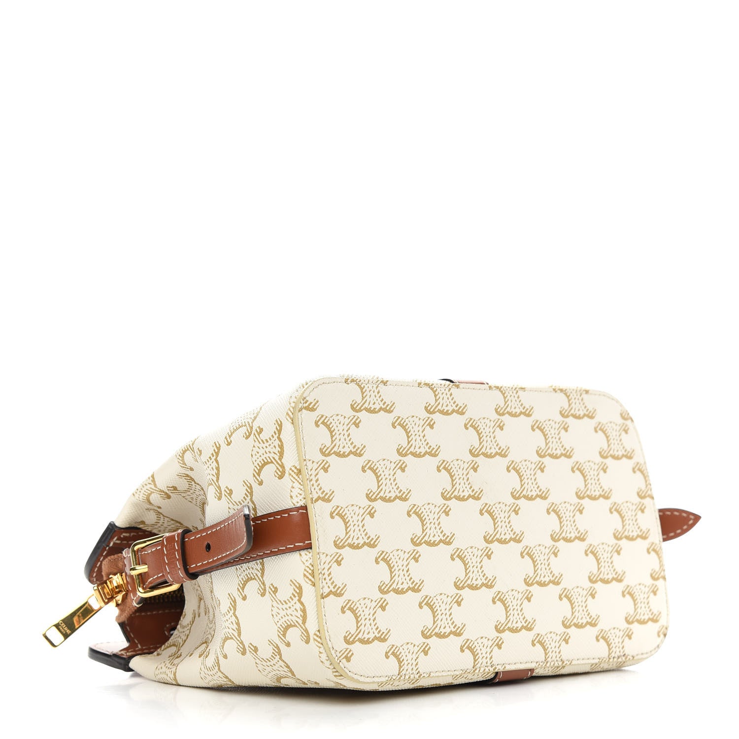 Celine Calfskin Canvas Triomphe Teen Cabas De France White 4 of 10