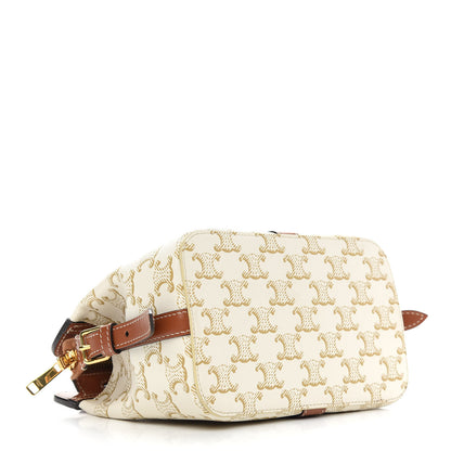 Celine Calfskin Canvas Triomphe Teen Cabas De France White 4 of 10