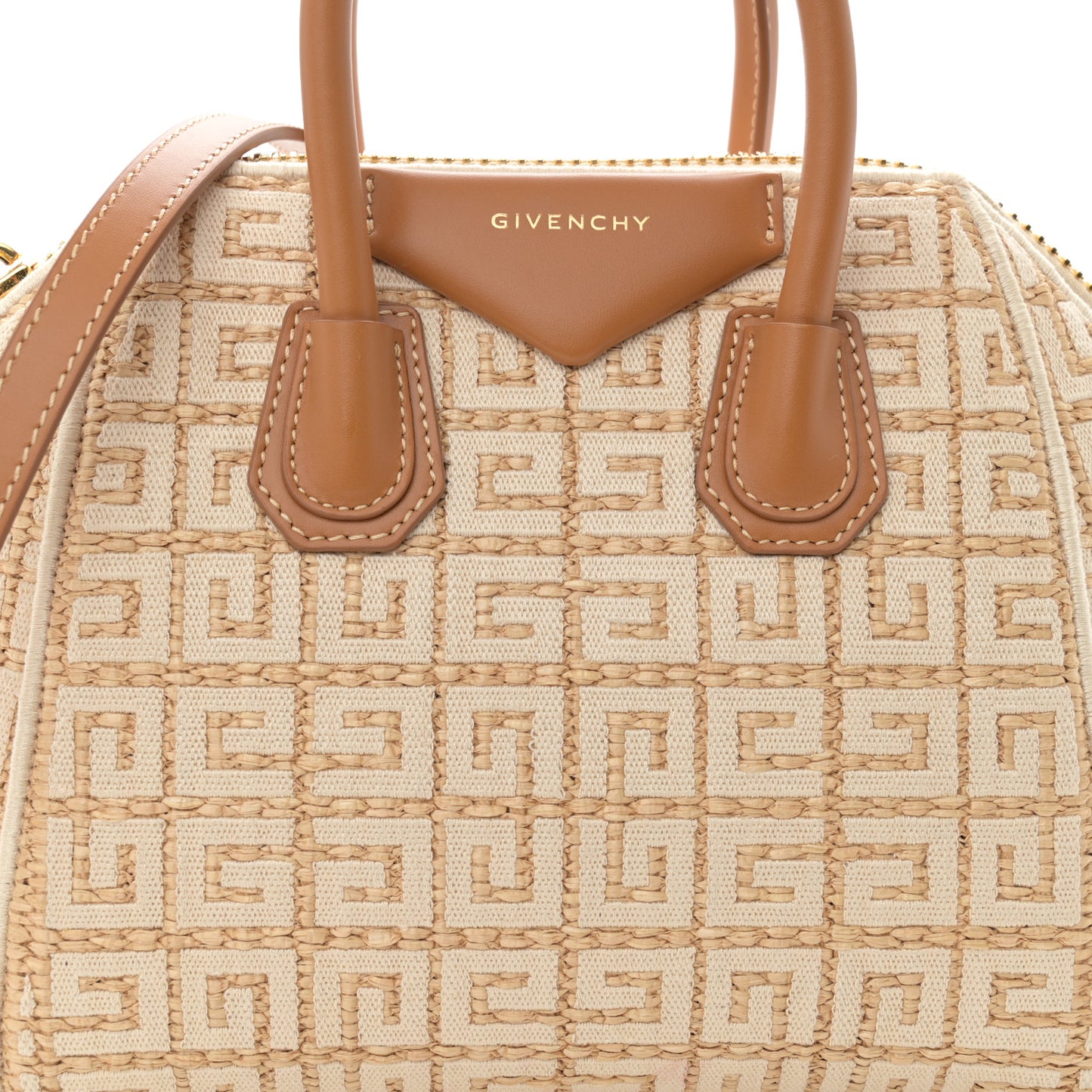 Raffia Jacquard Fabric 4G Mini Antigona Beige