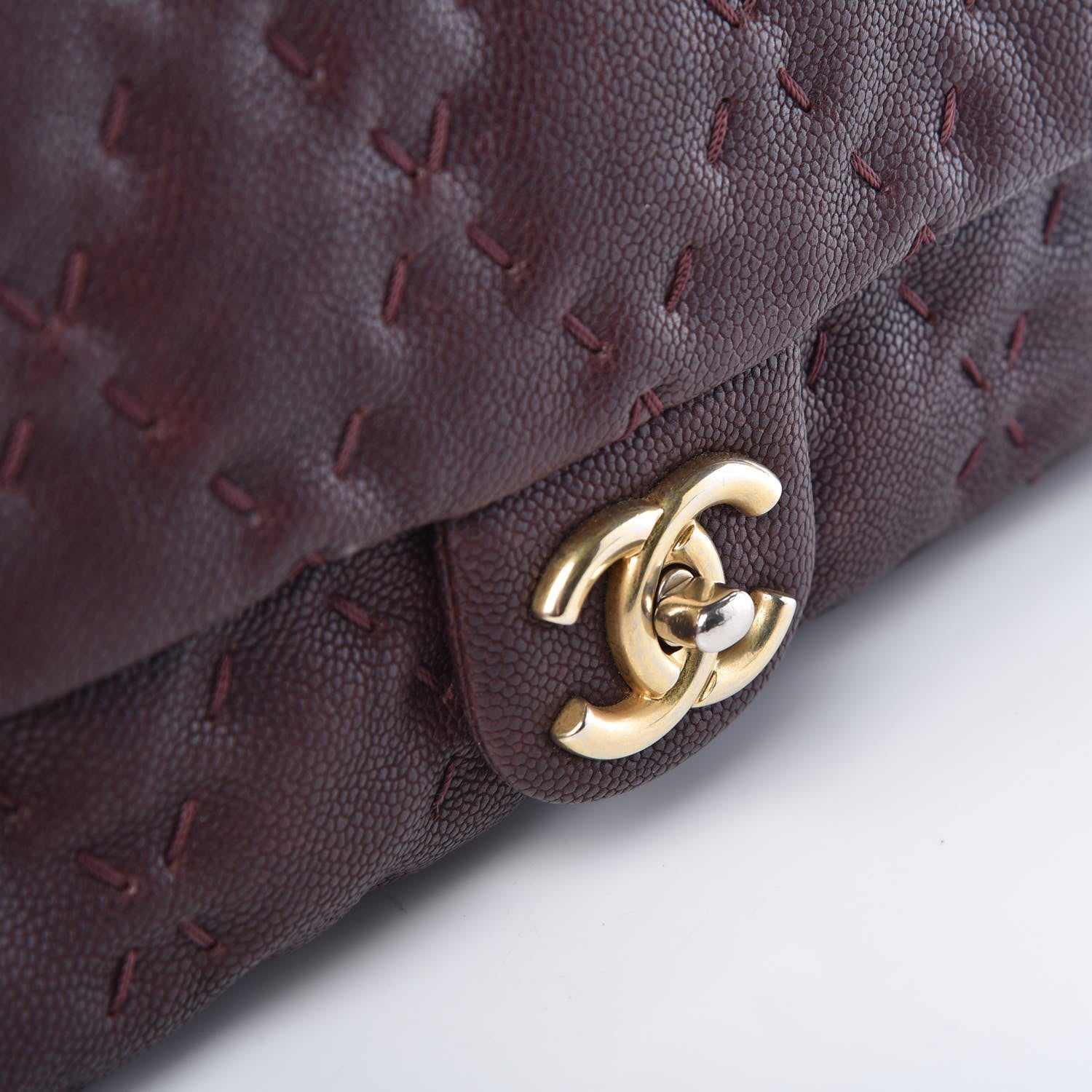 Chanel Caviar Stitched Flap Burgundy 9 of 9