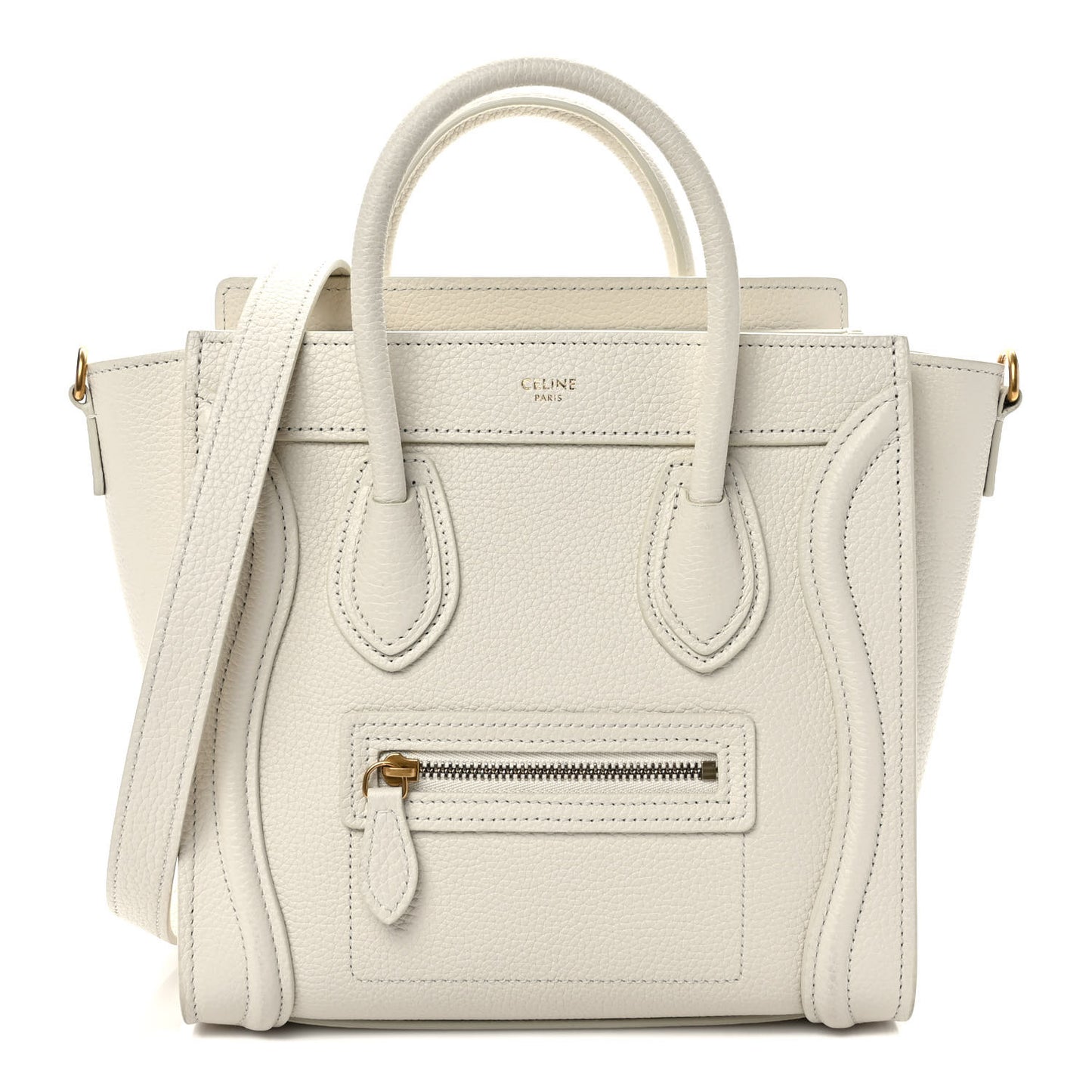 Drummed Calfskin Nano Luggage Chalk